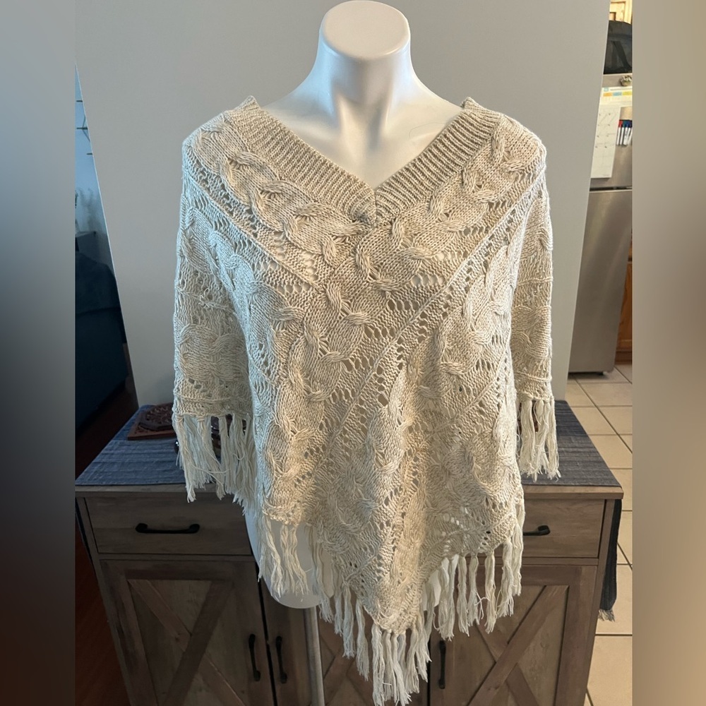 JohnPaulRichard cream shrug poncho sweater